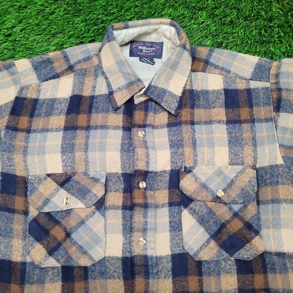 VTG 80s Williams Bay Flannel Shirt Mens L 16.5 / 34 Grunge Lumberjack Gorpcore - Picture 2 of 5